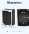 Weatherproof Electrical Junction Box With Clear Cover IP65 Waterproof ABS Plastic Case With Dimensions Highlighted