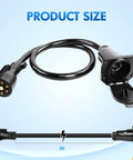 Top Shelf 3 Foot 7 Way Trailer Plug Socket Extension Cable With Heavy Duty Double Prong Copper Terminals Crafted For RV And Fifth Wheel Towing showing a 3ft cable with connectors.