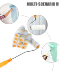 Ready To Roll Mini Paint Roller Brush Kit With Quick Swap Covers For Doors Baseboards And Window Trim Professional Wall Painting Tool That Makes Painting A Breeze, featuring multiple roller sizes and a sturdy handle.