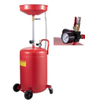 Heavy Duty 20 Gallon Waste Oil Drain Tank With Air Operated Drainer Portable Pro Grade Oil Lift Pan On Wheels Adjustable Funnel
