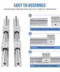 Heavy-Duty SBR16 Linear Rail Kit 700mm Fully Supported Guide With Four SBR16UU Bearing Blocks For CNC Machining, Automated Equipment, And Precise Motion Control. easy assembly guide