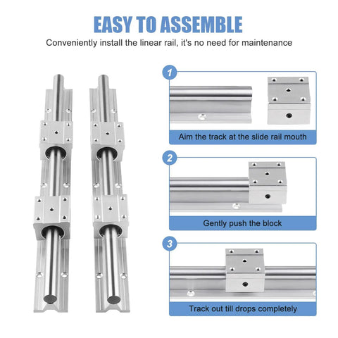 SBR16 Linear Rails 300mm Kit with 2 rails and 4 bearing blocks installation steps for CNC DIY 3D printer upgrade