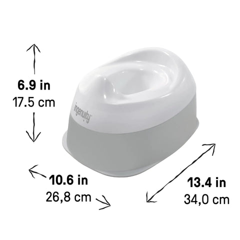 Toddler Potty Training Seat With Removable Washable Bowl And Sturdy Non Slip Base For No Sweat Bathroom Changes Raised Splash Guard Keeps Boys Dry Wide Stable Stand Kiddo Friendly For Ages 18 Months Plus Clean White And Slate Grey Smooth Going Gear