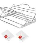 Adjustable Chicken and Turkey Roasting Rack With Foldable Stainless Steel V Shaped Stand Nonstick Surface Grill Ready shown.