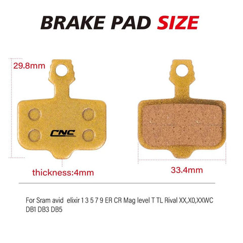Front and back view of Beefy Semi-Metallic Disc Brake Pads for Mountain Bikes with Resin and Kevlar blend, size 29.8mm x 33.4mm.