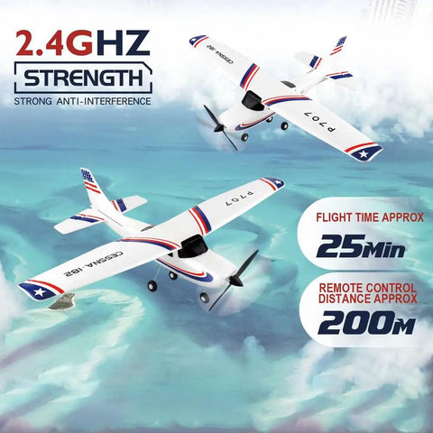 Adult RC Airplane With 3 Channel 3D6G Fixed Wing RTF Plane flying over ocean with 2.4 GHz anti-interference display