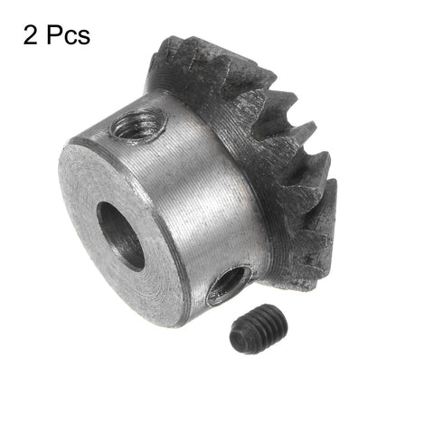 2 Pack Beefy Bevel Gear Set 1 To 1 Ratio 16 Teeth 6mm Shaft Hole 1.5 Module Tapered Bevel Pinion Gear For 90 Degree Steering And Mechanical Rotation Made From 45 Steel For Durable Wear Resistance.