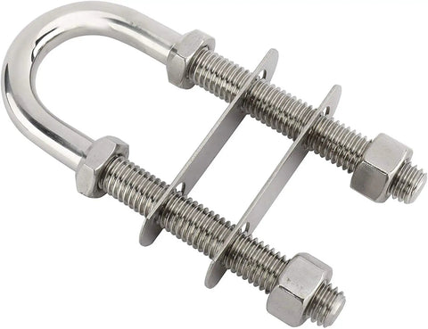 Two Pack Three Eighth Inch Stainless Steel Bow Eye U Bolt For Boat Tie Down Stern Attachment With Adjustable Nuts Heavy Duty