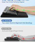 2-In-1 Keyboard Stand With Wrist Rest For Comfy Typing, ergonomic riser with memory foam and non-slip base for hand alignment