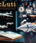 Turbofan Engine Model 28cm Replica For Science Education And Aviation Nerd Gift on a desk with open book and plane models in background.