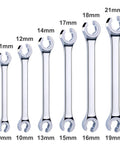 Premium Double End Metric Flare Nut Wrench Set With Rack For Fuel Brake And Air Conditioning Lines Sizes From 9 To 21 Mm Cr V Steel