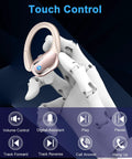 Beast Mode Wireless Earbuds With 75H Battery Life, Bluetooth 5.4, IP7 Waterproof, ENC Noise Canceling Mic shown in robotic hand.