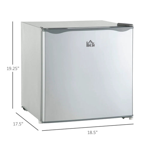 Sleek Compact Countertop Mini Freezer With Removable Shelves And Cool Gray Housing Perfect For Dorms And Apartments A Sick Game Changer Keeping Meats Seafood Ice Frozen Solid Daily, shown at dimensions 19.25" x 18.5" x 17.5".