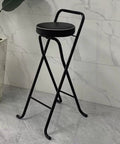 Foldable Metal Bar Stool 32 Inch Tall With Padded Seat, Island Chair For Kitchen Counter, Bar, Garage And Workshop