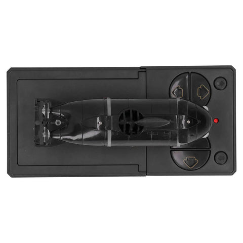 RC Submarine Remote Control Toy for Kids 2.4G Six Channel Model with charging dock, showcasing sleek black design