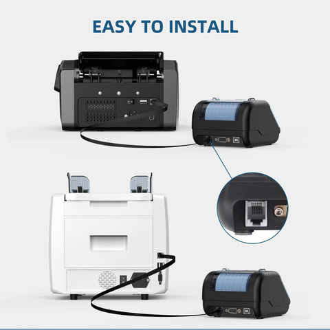 Image showing connection between Thermal Receipt Printer For N70 Money Counter 58mm Paper RJ11 Connection External Display