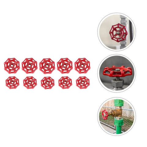 Shutoff Handle Set With Low Flow Resistance Cast Iron Ball Hand Wheels Flat Bottom Design Red Decorative Handles For Valve Replacement