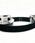 Super Cool 2GT Timing Pulley Set With 2 To 1 Ratio Perfect For Your DIY Projects Featuring Double Flange Design And Multiple Bore Sizes Like 4mm 6.35mm And Up To Include Long 600mm Belt Widths That Make Everything Run Smooth As Butter. 20T 40T aluminum pulleys with 10mm belt