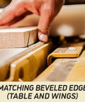 Cutting wood on Heavy Duty 10 Inch Table Saw With Rolling Workbench, 50 Inch Rip Capacity for precise beveled edges.