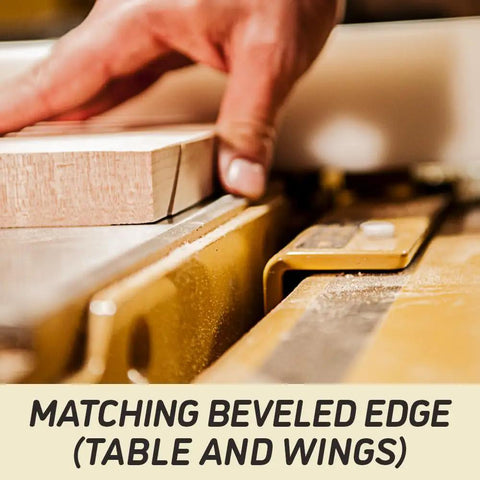 Cutting wood on Heavy Duty 10 Inch Table Saw With Rolling Workbench, 50 Inch Rip Capacity for precise beveled edges.