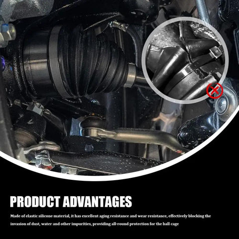 Two Pack CV Boot Kit With Four Stainless Steel Clamps And Six Cable Ties, Silicone CV Joint Boot Set installed on car shaft