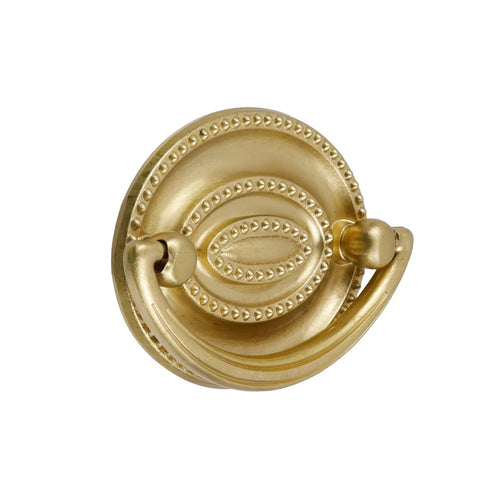 Solid Brass Vintage Drop Ring Pulls Set 2 Pack For Drawers Dresser Cupboards Wardrobes And Kitchen Cabinets With Single Hole Design 70x47 mm