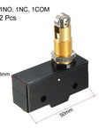 Two Pack LXW5-11Q1 Panel Mount Roller Plunger Micro Limit Switches With 1NO 1NC, 15A, 125V 250V Or 380V AC, IP62 Dustproof, Ideal For AC DC Control Circuits, High Precision, Durable Mechanism, 50x18mm