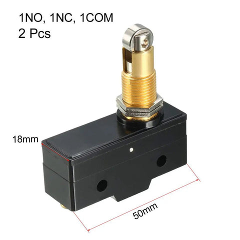 Two Pack LXW5-11Q1 Panel Mount Roller Plunger Micro Limit Switches With 1NO 1NC, 15A, 125V 250V Or 380V AC, IP62 Dustproof, Ideal For AC DC Control Circuits, High Precision, Durable Mechanism, 50x18mm