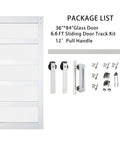 36 Inch By 84 Inch 5 Panel Glass Barn Door With Six Point Six Feet Brushed Nickel Sliding Hardware And Handle