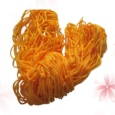 Outdoor Nylon Rope Hammock Swing With Mesh Seat, vibrant orange nylon ropes close-up, for camping and hiking use.