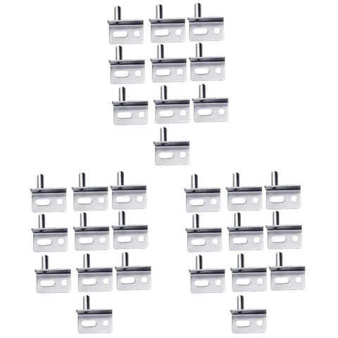 Set of silver metal hinges from Heavy Duty Corner Hinge Set For Barn Doors Cabinets And Gates Concealed Metal Hardware With Silver Latch