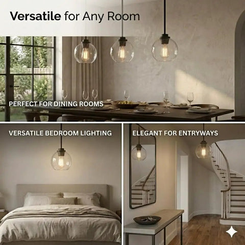 Straight Up Matte Black Globe Pendant Lights 2 Pack With Clear Glass Shades And Corrosion Resistant Metal Base For Farmhouse Kitchen Island Hanging Fixtures That Drop A Fresh Vibe In The House in versatile lighting settings.