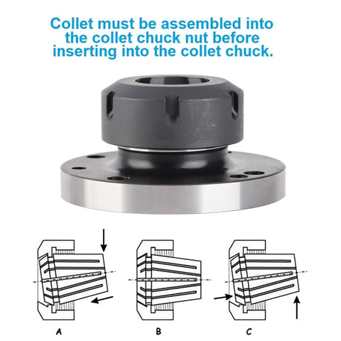 Heavy Duty ER40 Collet Holder For Metal Lathe 100mm with assembly instructions and diagrams for tool setup