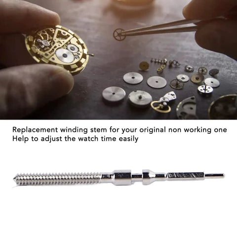 Lightweight Metal Watch Stem For 4130 Movement - Easy Install Rod For DIY Mechanical Watch Repair, parts and watch face.