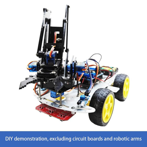DIY Robot Smart Car Metal Chassis Kit With 4WD TT Motors And Speed Encoder Learn Arduino Microbit Raspberry Pi For Adults 15 Plus Unassembled