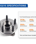 Front Wheel Hub And Bearing Assembly Compatible With 2004 2007 Pontiac G6 And 2004 2007 Chevy Malibu Non ABS 5 Lug Replacement specifications