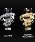 Four Ring Crystal LED Chandelier Pendant Light With Warm White 3000K Dope Modern Stainless Steel Ring Ceiling Fixture