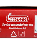 Red Bialetti blister-pack box showing 3 replacement seals and 1 filter for 6-cup Moka Express, barcode visible.