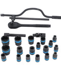 HFLubynox CRV 35K Steel Metric Socket Set With 24 Pieces Ranging From 8 To 32mm Includes Quick Release Reversible Ratchet And Extension for auto repair