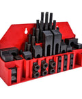 1/2 Inch T-Slot Clamping Kit, 58-Piece Milling Machine Fixture Set With Nuts, Bolts, Horns And Gauges in red organizer