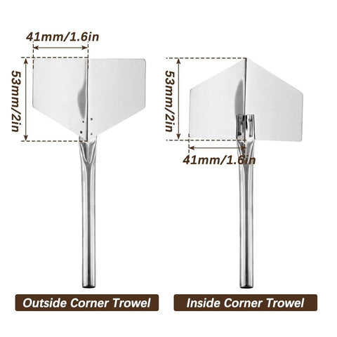 4 Piece Stainless Steel Drywall Corner Tool Set With 2 Inch Inside And Outside Corner Trowels for precise finishing.