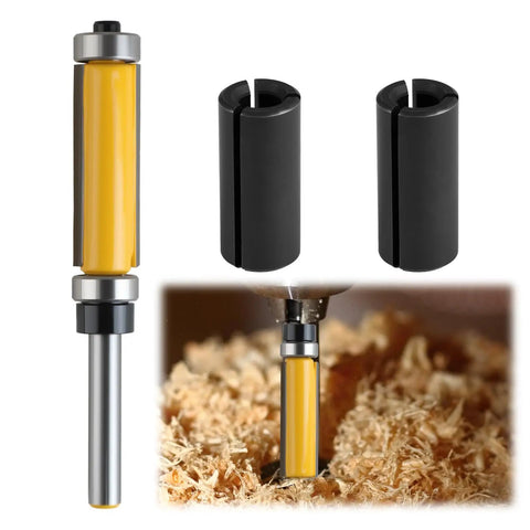 Double Bearing Flush Trim Router Bit Set With One Quarter Inch Shank Carbide Top And Bottom Bearings for woodworking