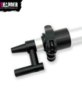 Close-up of Snowmobile Side Support Pole for Safe Track Service, showing adjustable clamp and aircraft-grade aluminum build.
