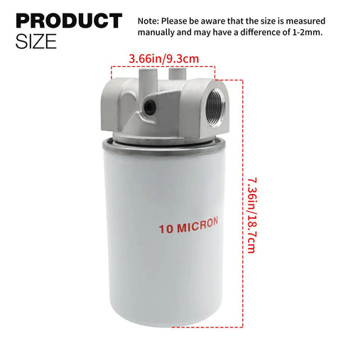 High Flow 25 GPM 250 PSI Spin On Hydraulic Oil Filter Assembly with 10 micron filtration and 3/4 inch NPTF ports size view