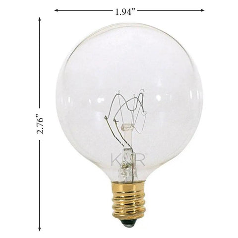 Pack Of 10 Clear G16.5 Globe Light Bulbs 25W 120V E12 Candelabra Base Decorative Incandescent Bulbs For Vintage Lamps Chandeliers