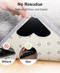 16 Pack Rug Corner Grippers For Hardwood Floors Keep Rugs From Sliding Down, demonstrating no residue on light wood floor.