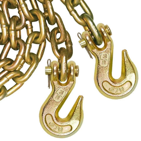 Hella Tough Grade 70 Cargo Chain Binders With Clevis Grab Hooks 3 8 Inch By 10 Feet 2 Pack 6600 Pound Working Load Limit For Truck Trailer And Flatbed Tie Downs