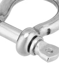 Close-up of Tough As Nails 15 Pack 1/4 Inch 304 Stainless Steel Screw Pin Shackles, showing pin mechanism for secure rigging.