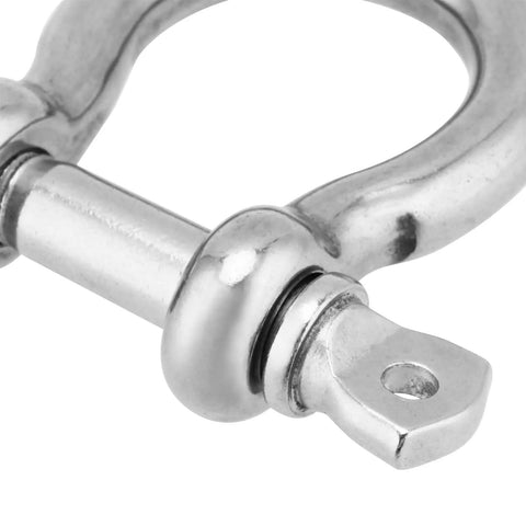 Close-up of Tough As Nails 15 Pack 1/4 Inch 304 Stainless Steel Screw Pin Shackles, showing pin mechanism for secure rigging.