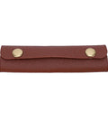 Brown leather pouch for 4 Inch HSS Drawknife With Twin Hickory Handles For Stripping Stubborn Bark Fast a Heavy Wood Shaping Tool.